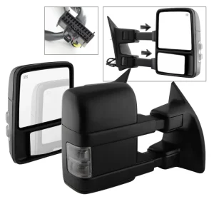 Hassle-Free Returns xTune Ford SuperDuty 08-15 Extendable Heated Mirrors w/ LED Signal Smoke MIR-FDSD08S-PW-SM-SET